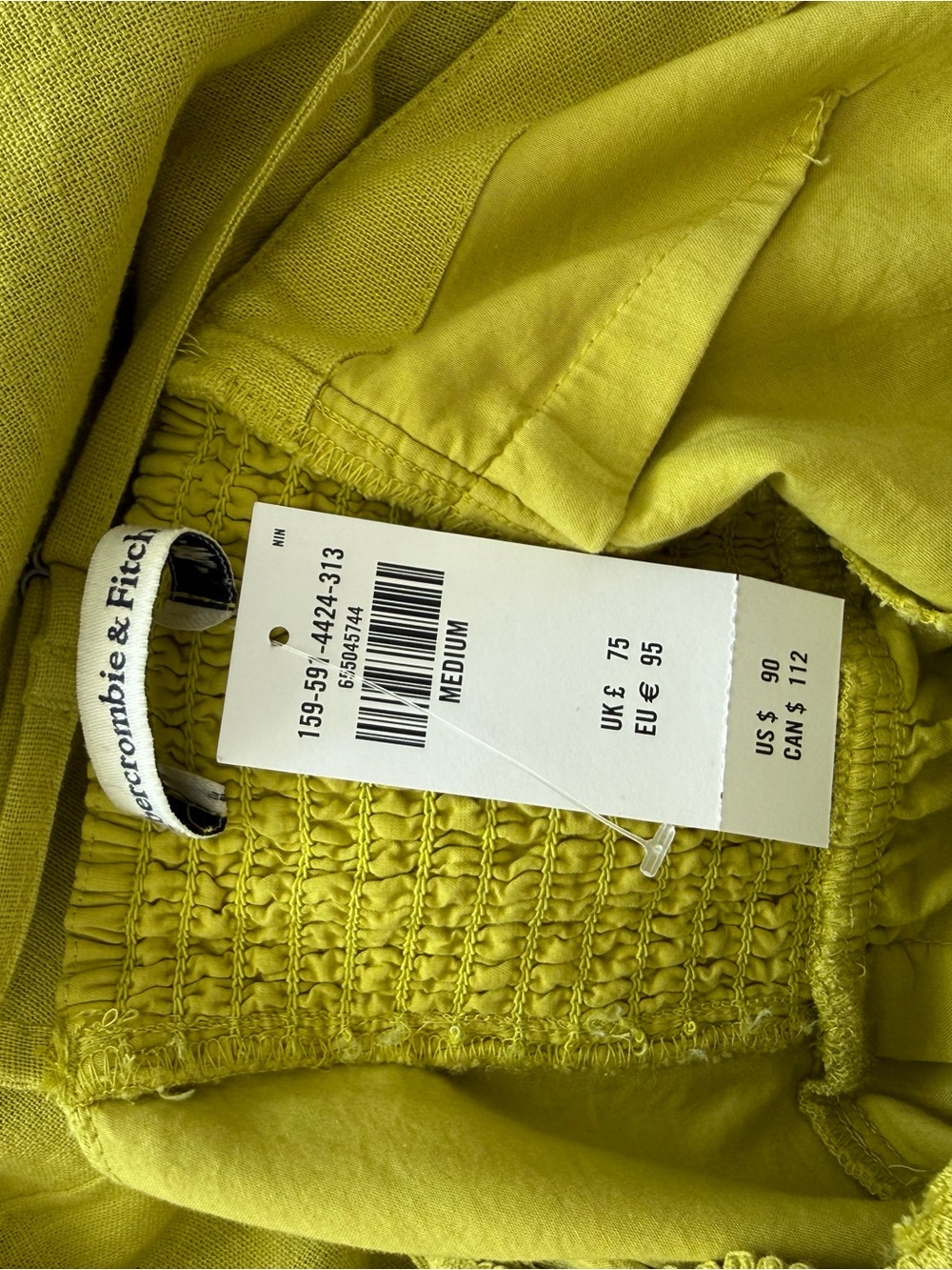 A&F Linen-Blend Spaghetti Strap Dress in Chartreuse - Picture 2 of 3